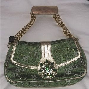 green cocktail purse with rhinestones